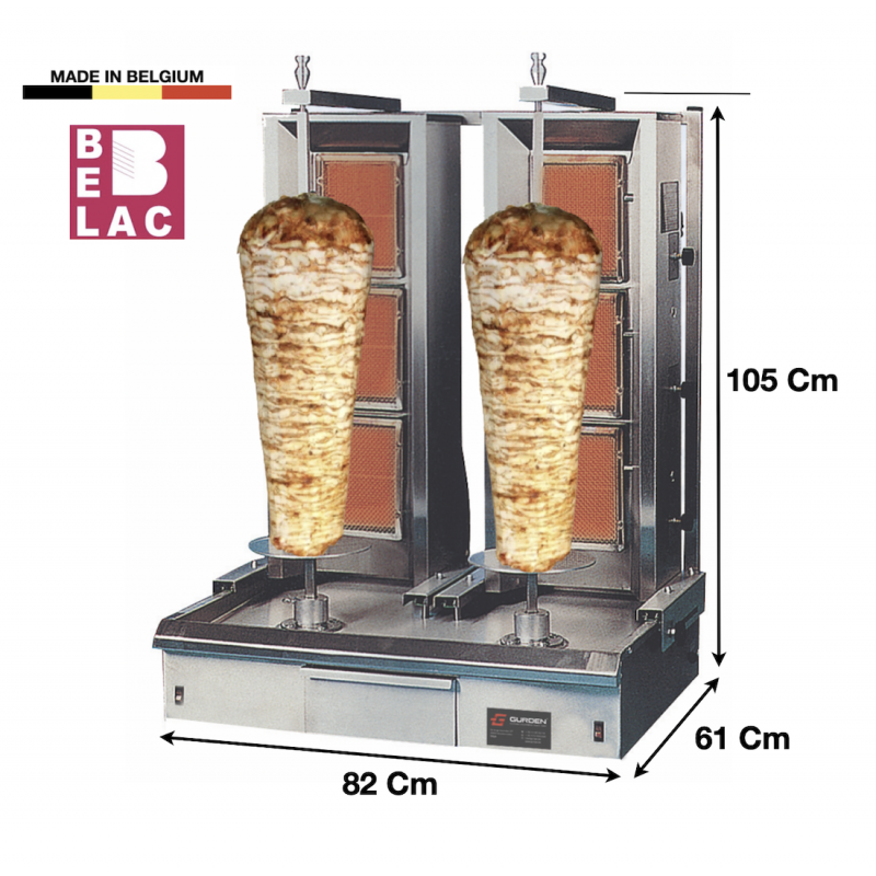 Machine à kebab électrique 4 brûleurs 120 kg professionnelle